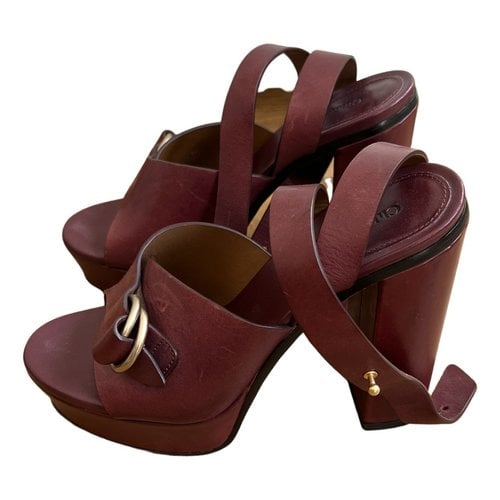 Pre-owned Chloé Leather Sandals In Burgundy