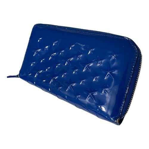 Pre-owned Jimmy Choo Patent Leather Wallet In Blue