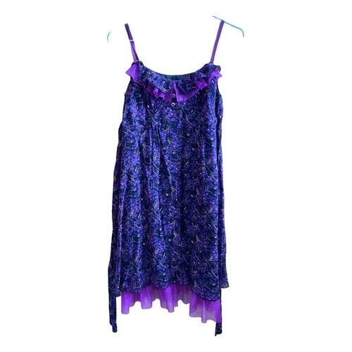 Pre-owned Cacharel Silk Mid-length Dress In Purple