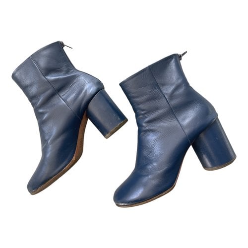 Pre-owned Maison Margiela Leather Ankle Boots In Blue