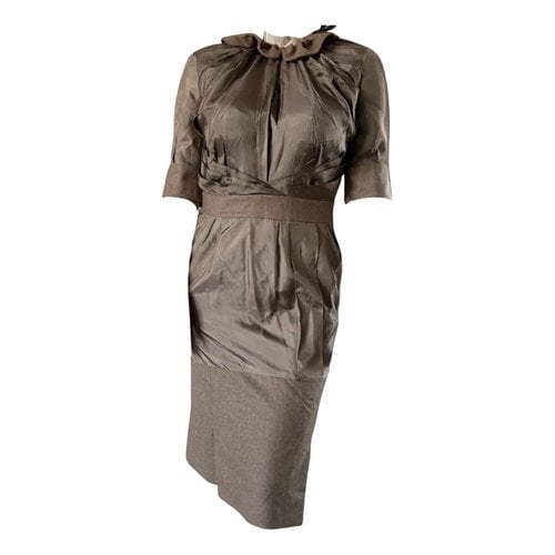 Pre-owned Louis Vuitton Silk Mid-length Dress In Brown