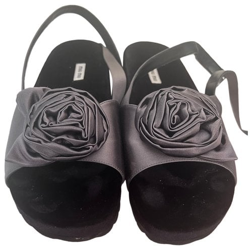 Pre-owned Miu Miu Velvet Sandals In Grey