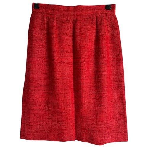 Pre-owned Saint Laurent Silk Mid-length Skirt In Red