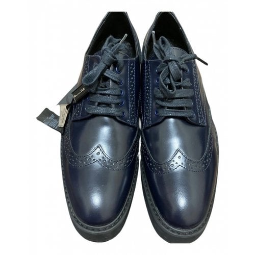 Pre-owned Massimo Dutti Leather Lace Ups In Navy