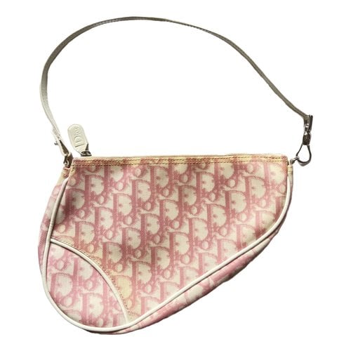 Pre-owned Dior Saddle Vintage Cloth Handbag In Pink