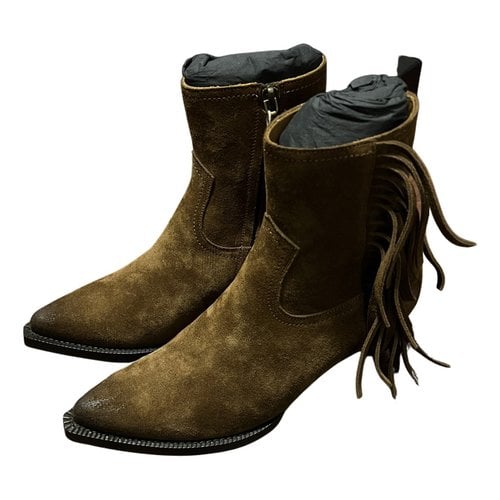 Pre-owned Saint Laurent Lukas Leather Boots In Brown