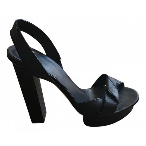 Pre-owned Emporio Armani Leather Sandal In Black