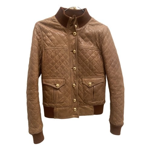 Pre-owned Le Sentier Leather Jacket In Brown