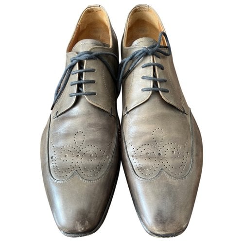 Pre-owned Prada Leather Lace Ups In Grey