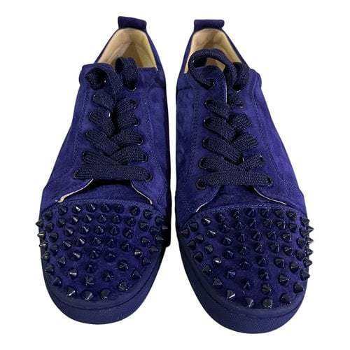 Pre-owned Christian Louboutin Lou Spikes Trainers In Blue