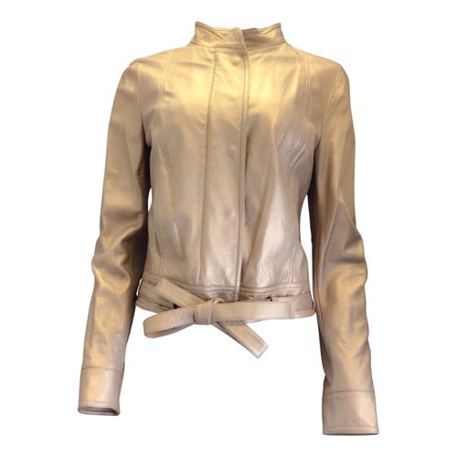 Pre-owned Valentino Leather Jacket In Gold