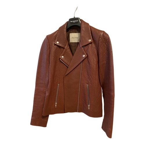 Pre-owned American Vintage Leather Jacket In Burgundy