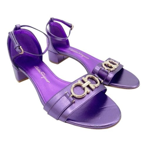 Pre-owned Ferragamo Leather Sandal In Purple