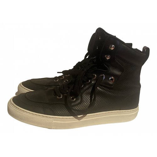 Pre-owned Casadei Leather High Trainers In Black