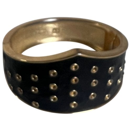 Pre-owned House Of Harlow 1960 Leather Bracelet In Black