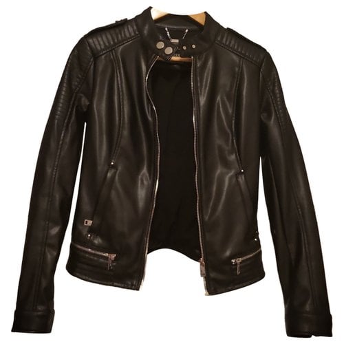 Pre-owned Guess Vegan Leather Jacket In Black