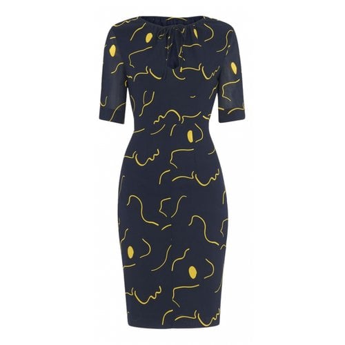 Pre-owned Whistles Silk Mid-length Dress In Navy