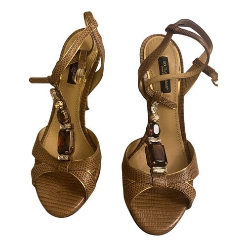 Pre-owned Dolce & Gabbana Leather Sandal In Beige