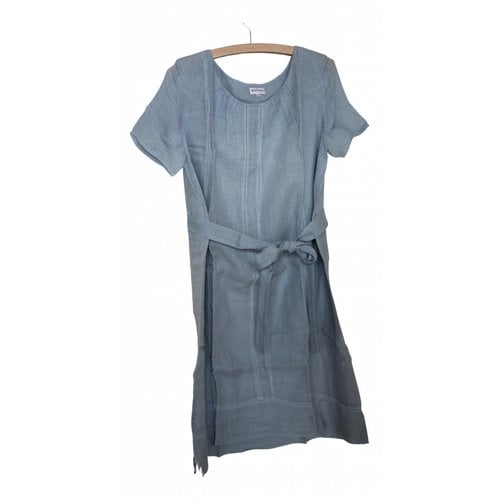 Pre-owned Brora Linen Mid-length Dress In Blue