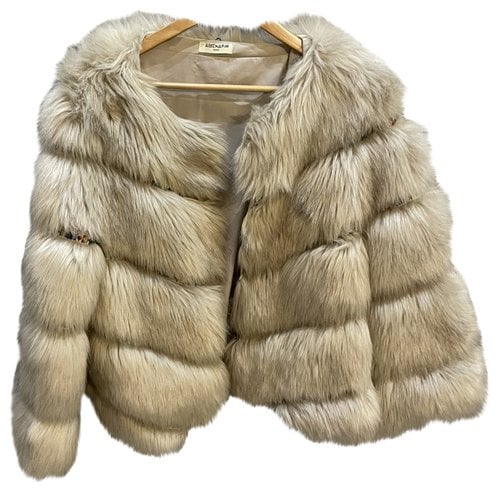 Pre-owned Hipanema Faux Fur Jacket In Beige