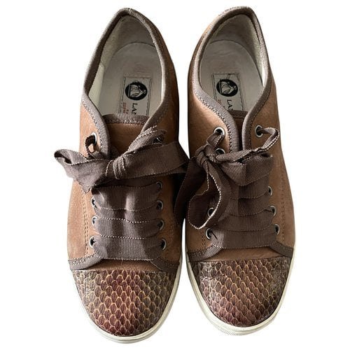 Pre-owned Lanvin Cloth Trainers In Brown