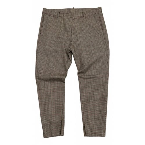 Pre-owned Dsquared2 Wool Trousers In Beige