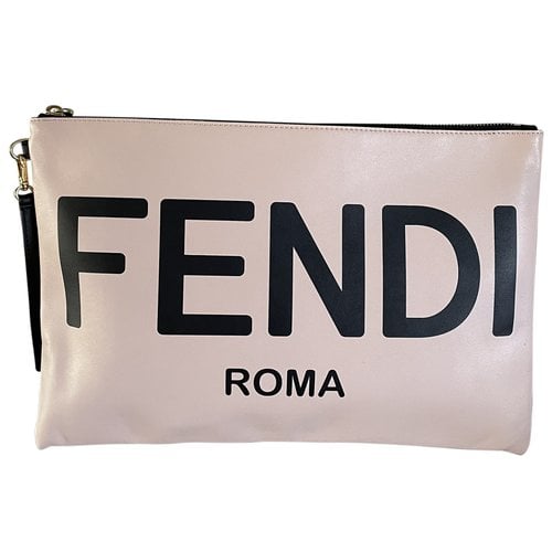 Pre-owned Fendi Leather Clutch Bag In Pink