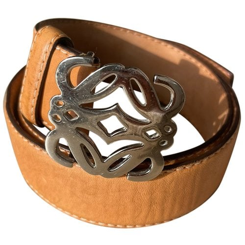Pre-owned Loewe Leather Belt In Camel