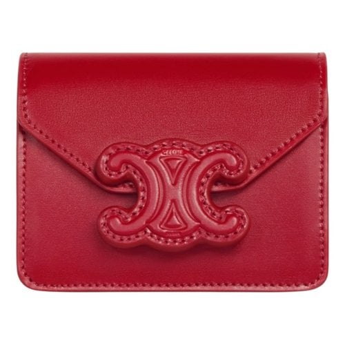 Pre-owned Celine Triomphe Leather Handbag In Red