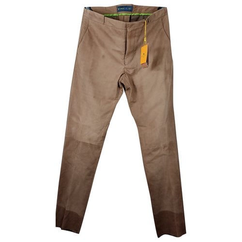 Pre-owned Etro Leather Trousers In Brown
