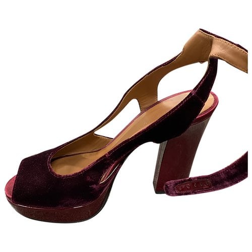 Pre-owned Emporio Armani Velvet Sandals In Burgundy