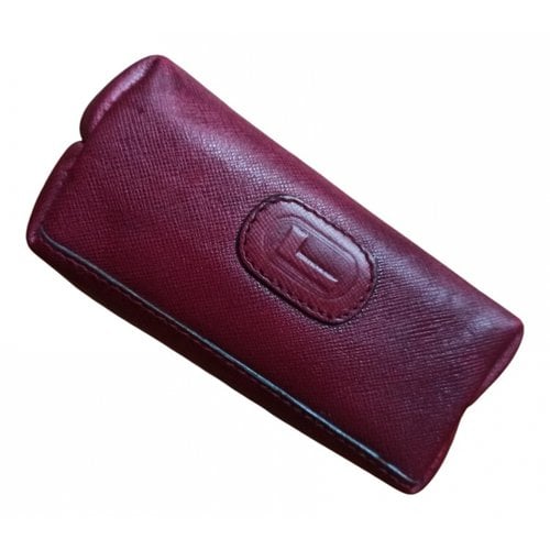 Pre-owned Lancel Leather Clutch Bag In Burgundy