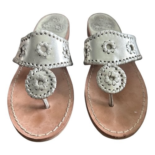 Pre-owned Jack Rogers Leather Sandal In Silver