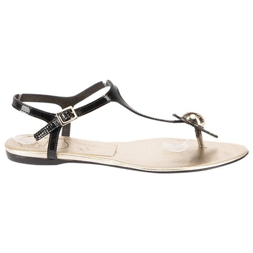Pre-owned Roger Vivier Patent Leather Sandal In Black