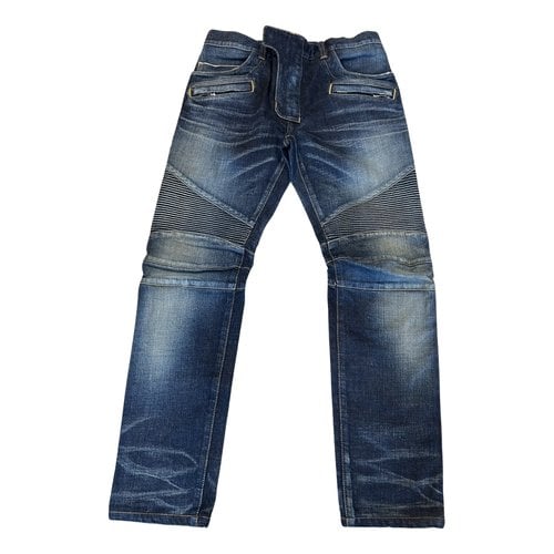 Pre-owned Balmain Straight Jeans In Navy