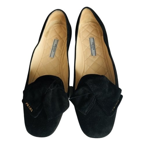 Pre-owned Prada Leather Ballet Flats In Black