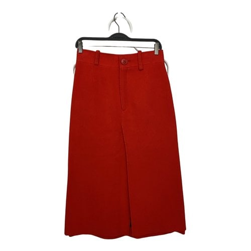 Pre-owned Balenciaga Wool Mid-length Skirt In Red