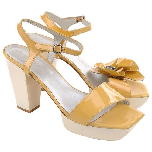 Pre-owned Robert Clergerie Patent Leather Sandal In Yellow