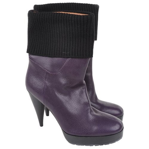 Pre-owned Lanvin Leather Ankle Boots In Purple