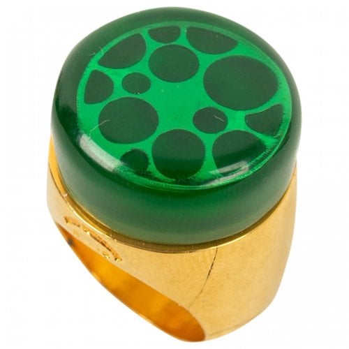 Pre-owned Paco Rabanne Ring In Green