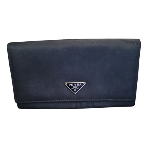 Pre-owned Prada Tessuto Cloth Wallet In Black