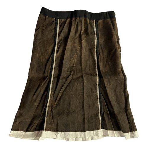 Pre-owned Jean Paul Gaultier Linen Mid-length Skirt In Brown