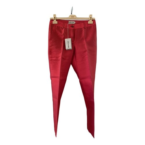Pre-owned Alberto Biani Silk Chino Pants In Red
