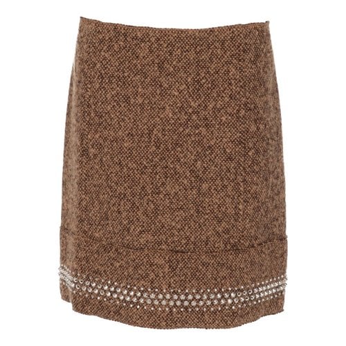 Pre-owned Miu Miu Wool Mini Skirt In Beige