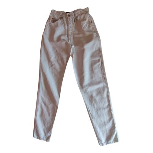 Pre-owned Fendi Linen Trousers In White