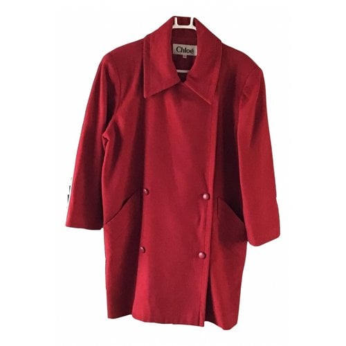 Pre-owned Chloé Wool Coat In Red