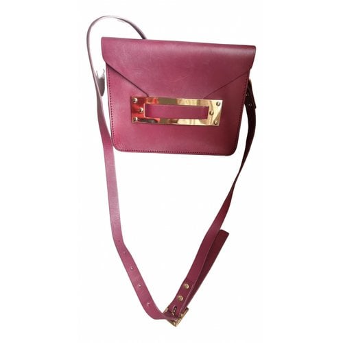 Pre-owned Sophie Hulme Envelope Leather Crossbody Bag In Burgundy