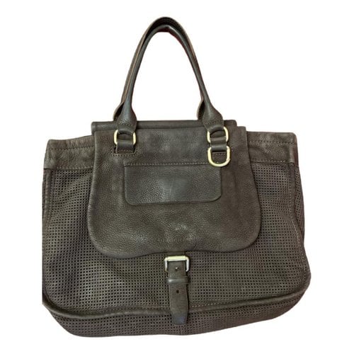 Pre-owned Longchamp Balzane Leather Handbag In Grey