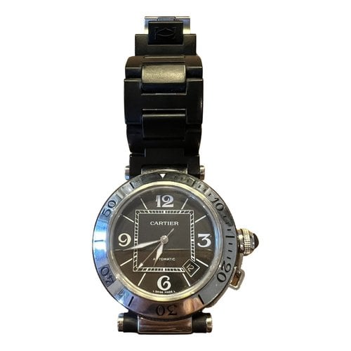 Pre-owned Cartier Pasha Seatimer Watch In Black