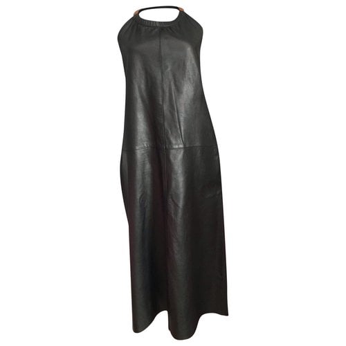 Pre-owned Genny Leather Mid-length Dress In Black